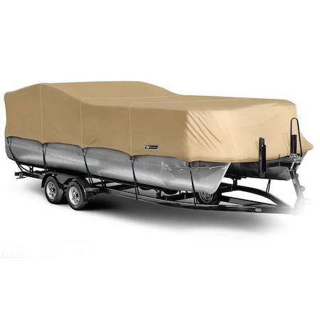 Eevelle Boat Cover PONTOON Rails w/ Outboard 24ft 6in L 102in W Khaki SFPONBP24102B-KHA